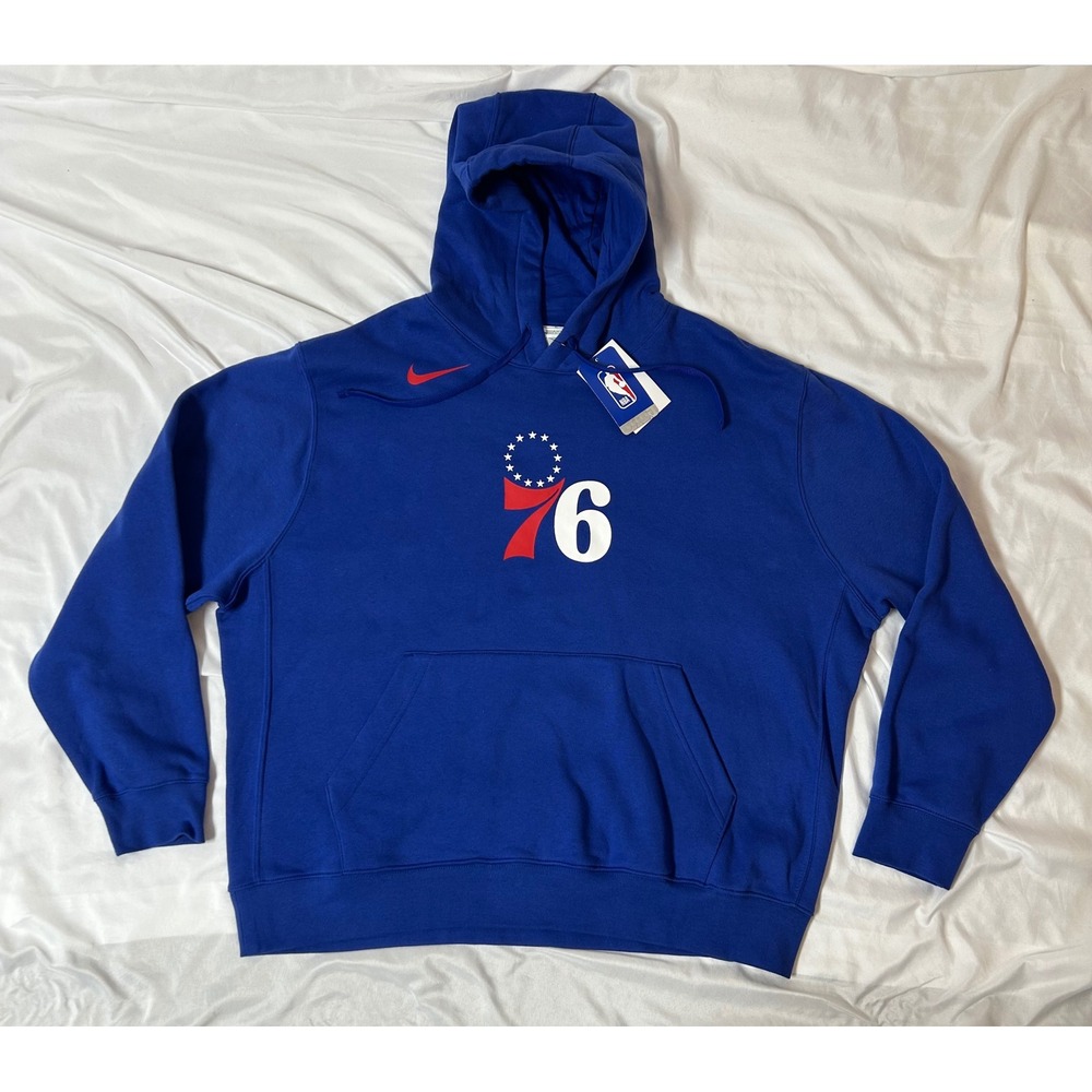 Philadelphia 76ers Nike NBA Hoodie Mens XL Blue Club Fleece FB4770-495 NWT